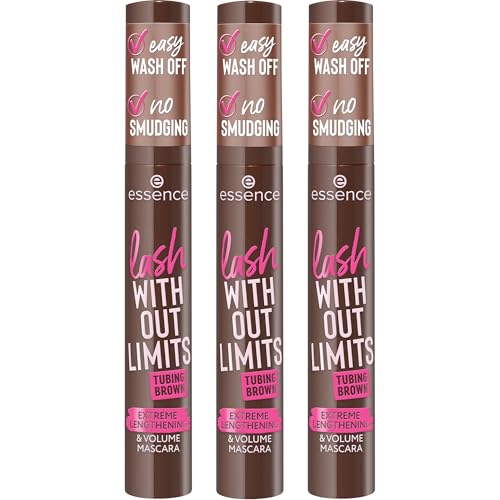 Image of essence | Lash Without Limits Brown Tubing Mascara | Extreme Length & Bold Volume | Smudge-Proof, Flake-Free Wear | Easy Removal | Vegan & Cruelty Free (Pack of 3)