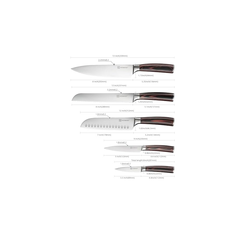 KEEMAKE-Kitchen-Knife-Set-of-5-14116-High-Carbon-Stainless-Steel-Professional-Chef-Knives-Set-Razor-Sharp-Japanese-Knife KEEMAKE Kitchen Knife Set of 5-1.4116 High Carbon Stainless Steel Professional Chef Knives Set - Razor Sharp Japanese Knife