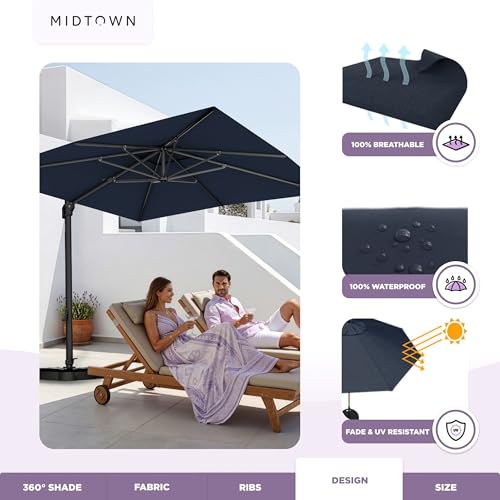 Image of Midtown Umbrellas Grande Square - 9 x 9 Ft Cantilever Umbrella