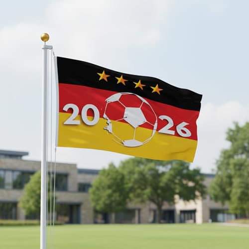 Fussball Wm 2026 Deutschland GroßFormat Flagge 150x90cm Ideal fürs Public Viewing, Fanmeile, Garten oder Stadion Deutschland Wm Fussball 2026 Tribüne Deko Fanartikel Fußball Motiv