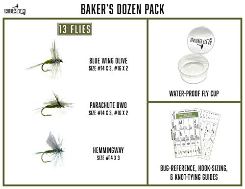 Ventures Fly Co. | Blue Wing Olive Baker’s Dozen Pack | 13 Premium Hand-Tied Fly Fishing Flies | Water-Proof Fly Cup Included | Dry Flies Perfect for Trout, Bass, Panfish, Bluegill, and More! - Thumbnail 2