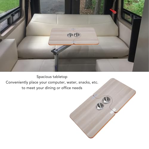 Fockety RV Tischplatte Ersatz, 29,53 x 15,35in 0,79in Dicke Massivholz rechteckige Pontoon Boot Tisch mit 2 Edelstahl-Becherhalter für RV, Yacht, Marine