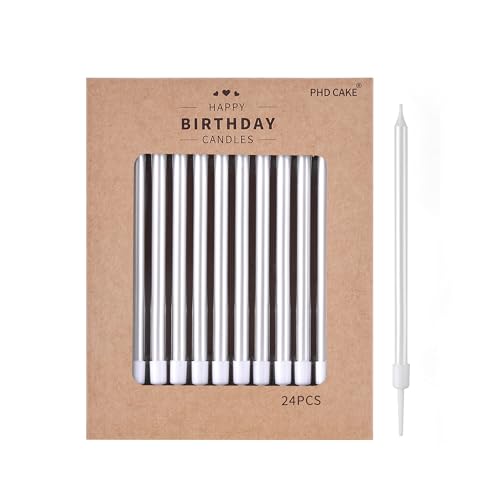 Image of PHD CAKE Pearl White Long Thin Birthday Candles, Cake Candles, Birthday Parties, Wedding Decorations, Party Candles