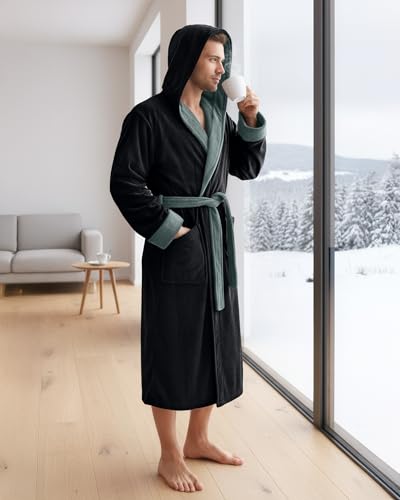Image of NY Threads Mens Hooded Robe - Plush Long Bathrobes for Men