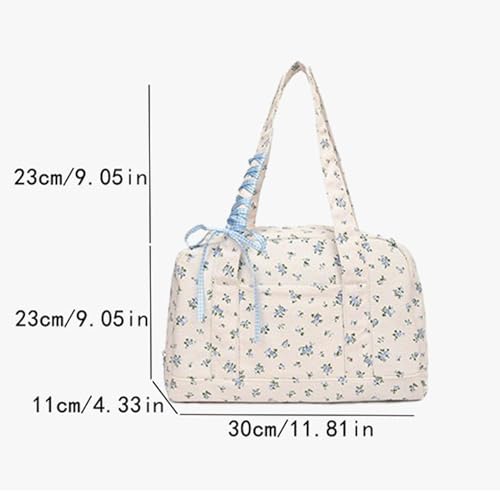 Sac fourre-tout à fleurs avec nœud aux finitions douces et raffinées - 5
