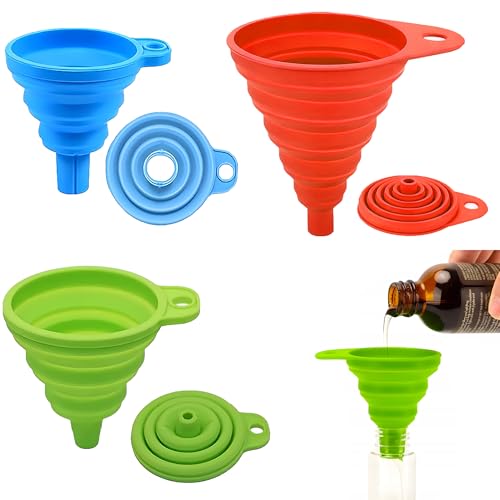 3 Pcs Silicone Kitchen Small Funnels for Filling Bottles