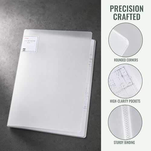 Image of Huacan A3 Art Portfolio Folder - 30 Pocket (60 Pages) Art Portfolio Binder with Handle, Large Capacity Artwork Storage Organizer for 12x16in (White)
