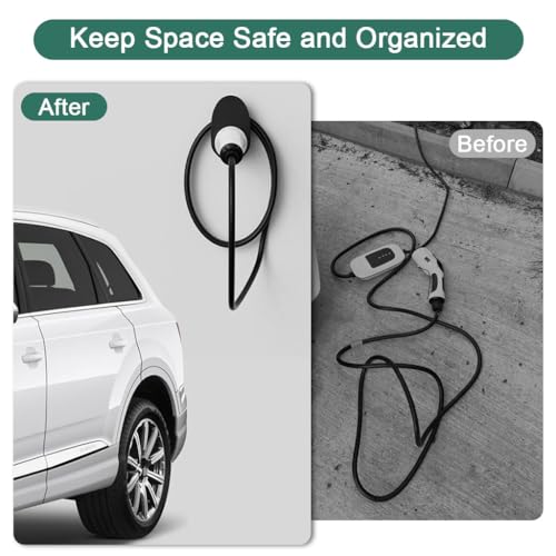 Image of STHIRA Charging Plug Wall Holder for Electric Vehicle Charging Gun Wall Holder Cable Organizer, Universal Fit, Screwfix PC Wall Bracket