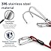 Rigrig Scuba Diving Reef Hook - 316 Stainless Steel Double Reef Cord Hook with Anti-seawater Corrosion & Retractable Lanyard for Dive Safety