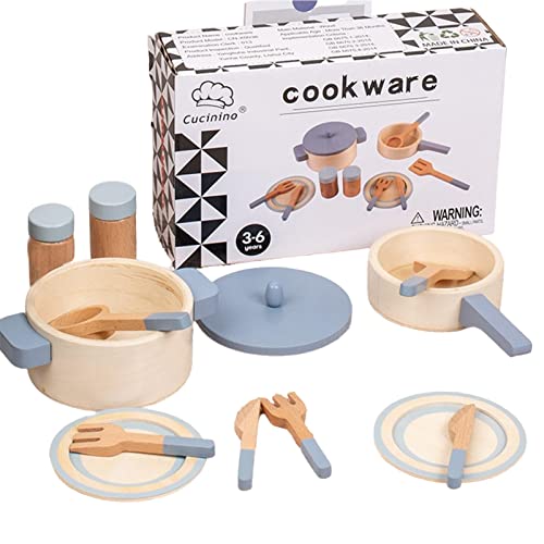 Sanmubo Accessoires de Cuisine pour Enfants | Jouets de Cuisine en Bois - Ensemble de Jeu en Bois 10 pièces Jouets de Cuisine pour Enfants Filles garçons, Jouet éducatif de Cuisine pour Enfants