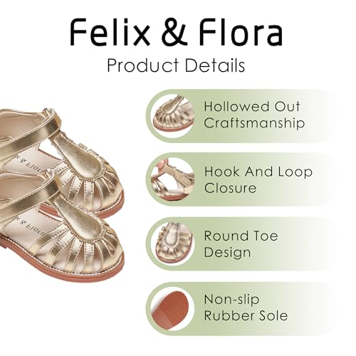 Image of Felix & Flora Toddler Girls Sandals Flower Girl Shoes Soft Rubber Princess Flat Shoes