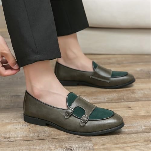 Mens Dress Oxfords Double Monk Strap Shoes Trendy Classic Slip On Pointed Toe Business Casual Shoes2