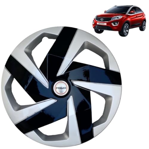 Prigan Wheel Cover for Nexon Silver Black Wheel Cover 16" for TATA Nexon (Set of 4 Pcs) (Press Fitting) Model Name- Magnite DC 16