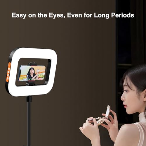 Bewinner Equipo de Vídeo Portátil Recargable para Teléfono Inteligente, Anillo de Luz LED Ajustable 2500K 8500K para Vlog Maquillaje Transmisión en Vivo Trípode Montable - imagen 4
