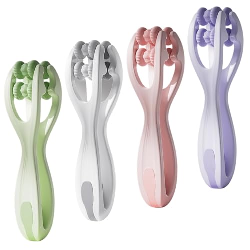 4 massaggiatori per le mani per rilassamento muscolare, massaggiatore a mano, rullo con manico su entrambi i lati, con manico per massaggiare i punti di pressione a mano, artrite e dolore alle dita