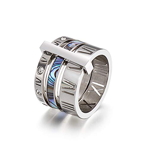 PAMTIER Women's Stainless Steel with Zirconia Roman Numerals 3 in 1 Ring2