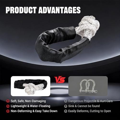 Image of BARTOO 2PCS Soft Shackles 1 /2 Inch x 22 Inch - 56,000LBS Break Strength