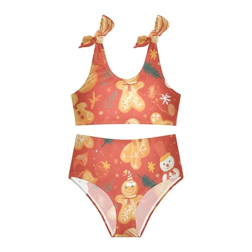 KLL Gingerbread Cookies Girls' 2 Piece Bikini Sets Scoop Neck Beach Swimsuit Bathing Suit3