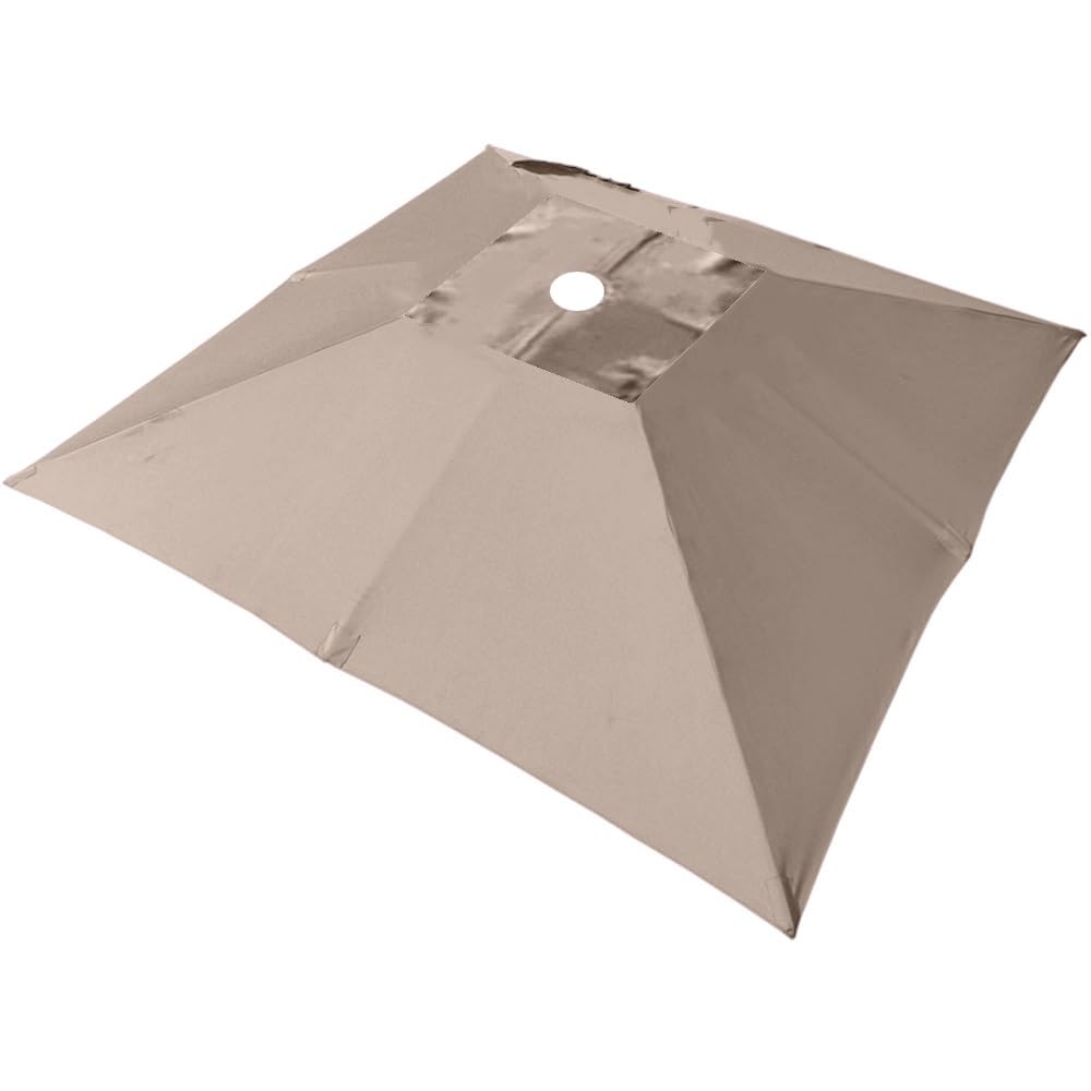 YUZGUHEY Square Cantilever Umbrella Canopy 10x10 Ft 8 Ribs Pool Replacement Cloth, Offset Parasol Top Cover For Patio Backyard Deck Garden Single top(Khaki,3m (10') Single top)