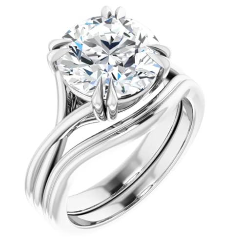 Intertwine 3 Carats Round Lab Diamond Engagement Ring2