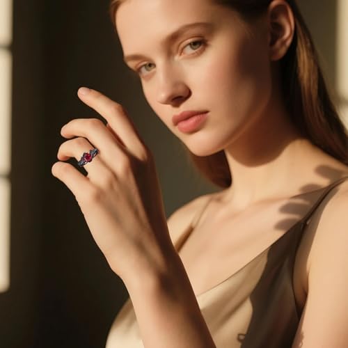 Vintage 2ct Oval Leaf Ruby/Amethyst/Agate/Turquoise Ring Solid 10K/14K/18K Black Gold Leaf Bridal Wedding Band Unique Twig Vine Engraved Promise Ring Birthday for Women Wife4