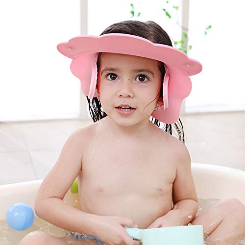 Baby Bath Cap wash Shower Shampoo Visor hat Prevent Water Entering The Eyes and Ears Adjustable Bathing tub Head Hair Rinser Shield Protection Kids Children Toddlerï¼ˆPinkï¼‰