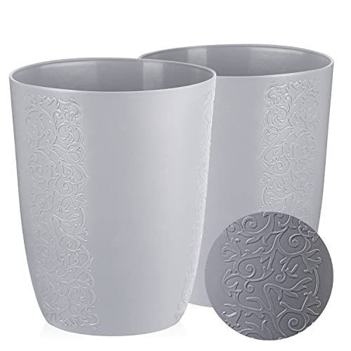 Tymar Blumentopf, 2er-Pack, Orchideentopf, Blumenkübel für Orchidee, Pflanzentopf aus Kunststoff, Moderne, schlanke, Runde Form (Grau, ø 12,5 cm)