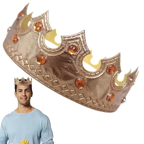 Photo de Prom King - Couronne d'anniversaire réglable pour - Pour costumes et jeux de rôle - Diadème Royal King pour thématiques, performances scéniques, tenues de cosplay, accessoires de