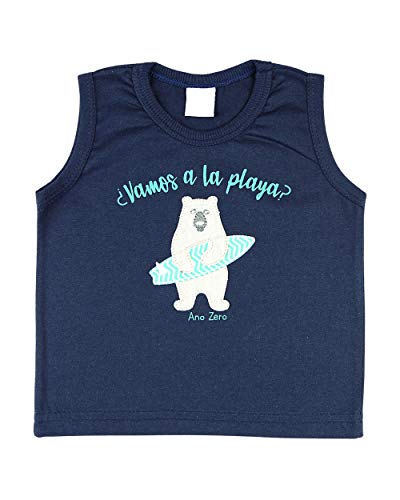 Conjunto Bebê Menino Sem Manga Meia Malha e Moletinho Ursinho Vamos a la Playa - Marinho M