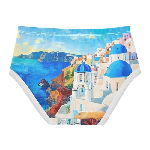 Vivid Oil Painting Santorini Toddler Girls's Underwear 2T 202c02312