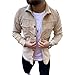 DDZYQ Décontractées Chemises Homme Revers Classique Couleur Unie Velours Côtelé Homme Veste Coupe Slim Cardigan Avec Poche Jeunesse Manches Longues Printemps Automne All-Match Shirt Veste C-Khaki M