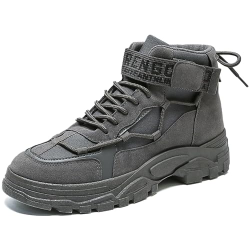 Men's Fashion Work Boots Soft Sole Tactical Military Boots Non Slip Combat Boots Mid Top Ankle Shoes for Men