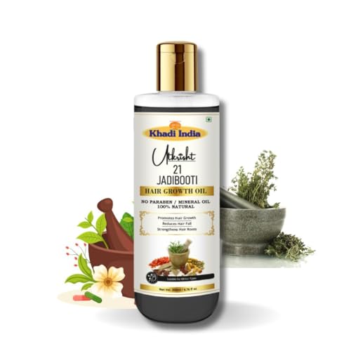 Image of Khadi 21 Jadibooti Hair Oil 200ml | Pure & Natural Oil for Hair Growth, Dry & Frizzy Hair | Non Sticky, Paraben & Mineral Oil Free | For All Hair Types | Daily Use for Men & Women
