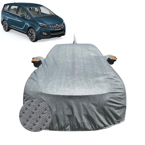 Image of Car Cover for Mahindra Marazzo (2018-2024) | 100% Waterproof Cover with Antenna & Reflective Mirror Pockets | Dustproof, Scratchproof, Heatproof Marazzo Car Cover |Soft Cotton Lining| Grey