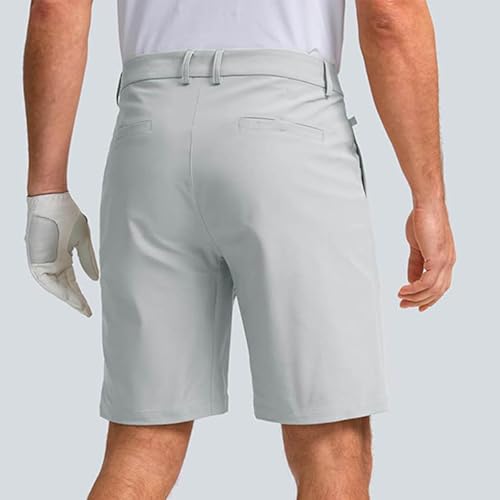 Sinzelimin Mens Suit Shorts Fashion Solid Color Slim Dressy Casual Short Pants Button Zipper Closure Crop Pants with Pockets3