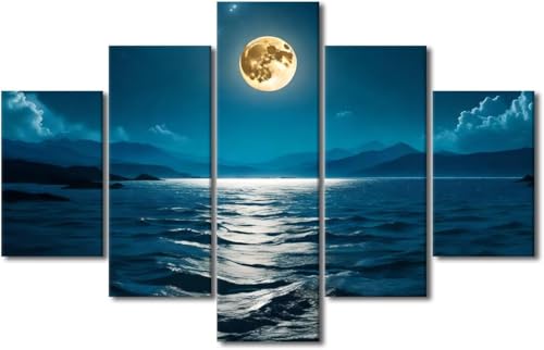 Affiche paysage de lune de nuit, décoration murale 5 pièces grand format pour votre intérieur