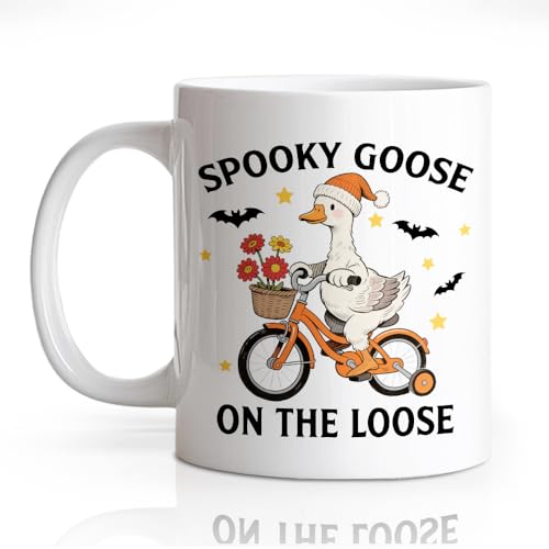 Taza de cerámica DYJYBMY Halloween con diseño de ganso y murciélago