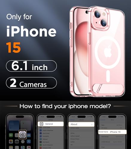 Image of Magnetic Compatible with iPhone 15 Case, [Built-in Invisible Kickstand][Compatible with MagSafe] [Military Grade Shockproof] Slim Thin Phone Case for iPhone 15 6.1 inch