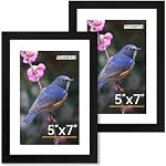 FIXSMITH 5x7 Ensemble de cadres d'images 2, Cadre photo avec HD Plexiglass, Images d'affichage 4x6 avec Mat ou 5x7 Sans collage de cadres multi-images Mat pour Tabletop ou Wall Display, Noir