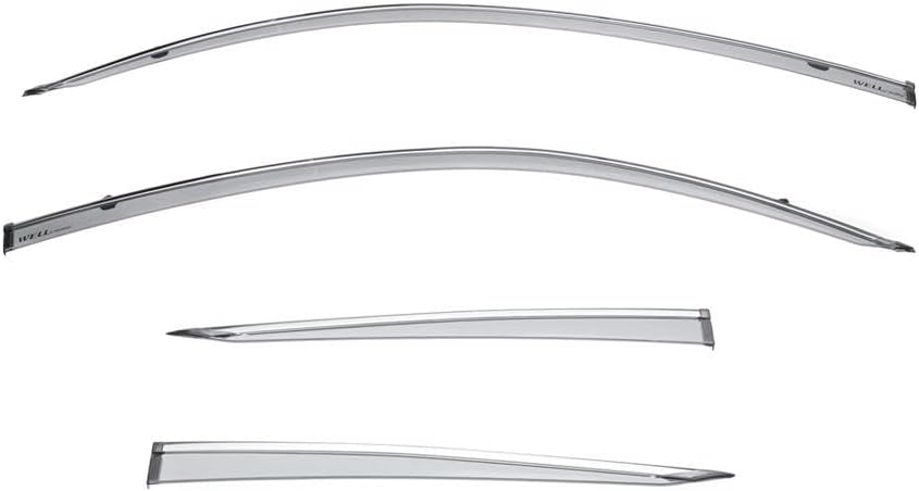 WellVisors Window Visors Wind Deflectors Compatible with Honda Civic Coupe 2016-2020 with Chrome Trim Rain Guards 3-847HD042