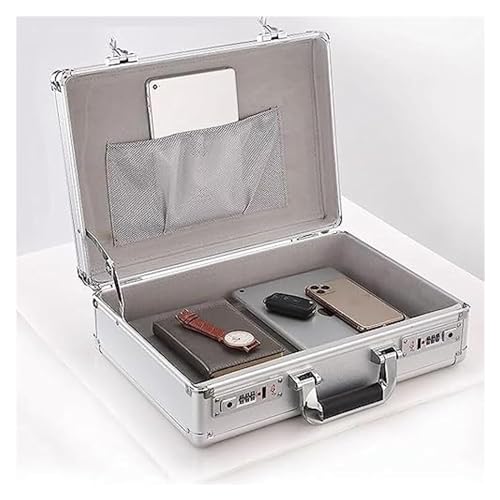 Suitcase Aluminum Briefcase,Aluminum Storage Box, Safe Laptop Briefcase,Home Invisible Cash Money Case, Briefcases For Men And Women (Color : Silver, Size : 14in)4
