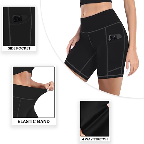 MIRITY High Waist Workout Biker Shorts with Pockets for Women - Buttery Soft Workout Yoga Shorts Pack of 1 Black by MIRITY - Used condition - Image 3