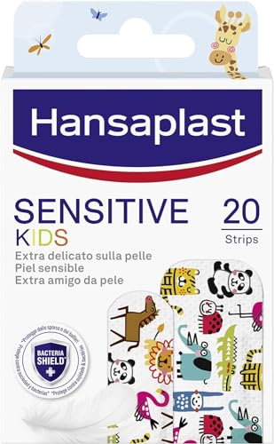 Hansaplast Cerotti SENSITIVE KIDS, Cerotti bambini con animali, Per pelle sensibile, ipoallergenici e facili da rimuovere, 1 confezione da 20 pezzi in 2 formati