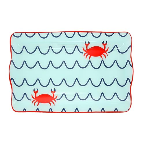 Pavilion - Beach - Bandeja para Servir de 42,5 x 28 cm, diseño de Olas de Cangrejo, Barco, Playa, océano, Playa, Playa, Playa, Frente al mar, Cocina, decoración