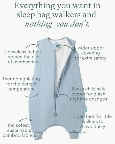 Image of PurComfy Supersoft Toddler Sleep Sack with Feet 1.0 TOG Premium Bamboo Viscose Sleep Bag Walker with Legs 12-18-24-2t-4t-5t