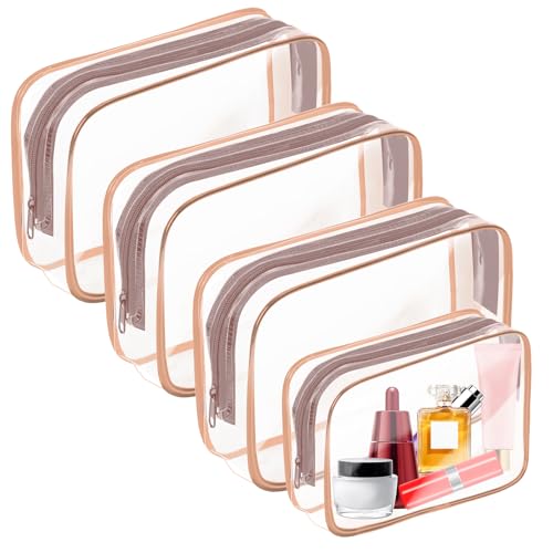 Trousse de toilette transparente PVC AURUZA lot de 4 rouge pour voyage