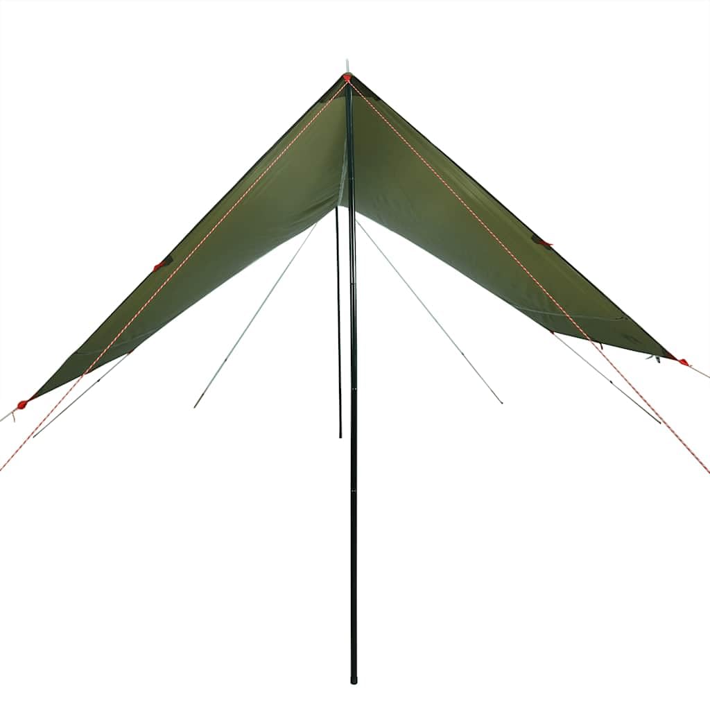Tarp oliwkowo-zielony 462 x 306 x wodoszczelny namiot kempingowy outdoorowy plandeka namiotowa z torbą do przenoszenia i drążkami do plandekowania na wędrówki, biwak, na festiwal, do magazynu