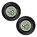 2er-Pack LCD Digital Hygrometer Thermometer, Innen-Außenfeuchtemessgerät Temperaturmesser für Luftbefeuchter Luftentfeuchter Gewächshaus Keller Babyzimmer, schwarz rund