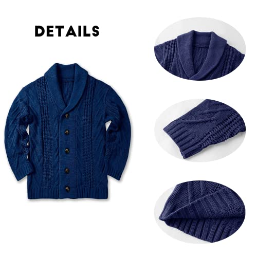 Image of Karlywindow Mens Cable Knit Cardigan Sweater Shawl Collar Loose Fit Long Sleeve Casual Cardigans