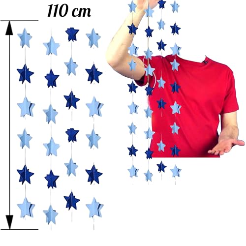 Image of 3D Stars Frills, Garland For Parties, Events Decoration, Pack Of 4, Multicolour, 20.25 CM